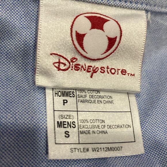 NWT Walt Disney World Blue Embroidered Mickey Button Down Shirt Small 100% cottn - Picture 5 of 7